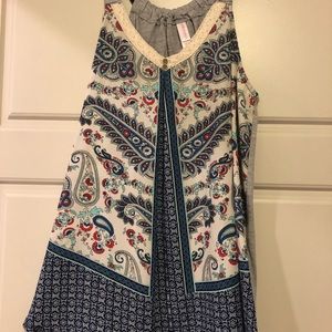 Navy Paisley Tank Top